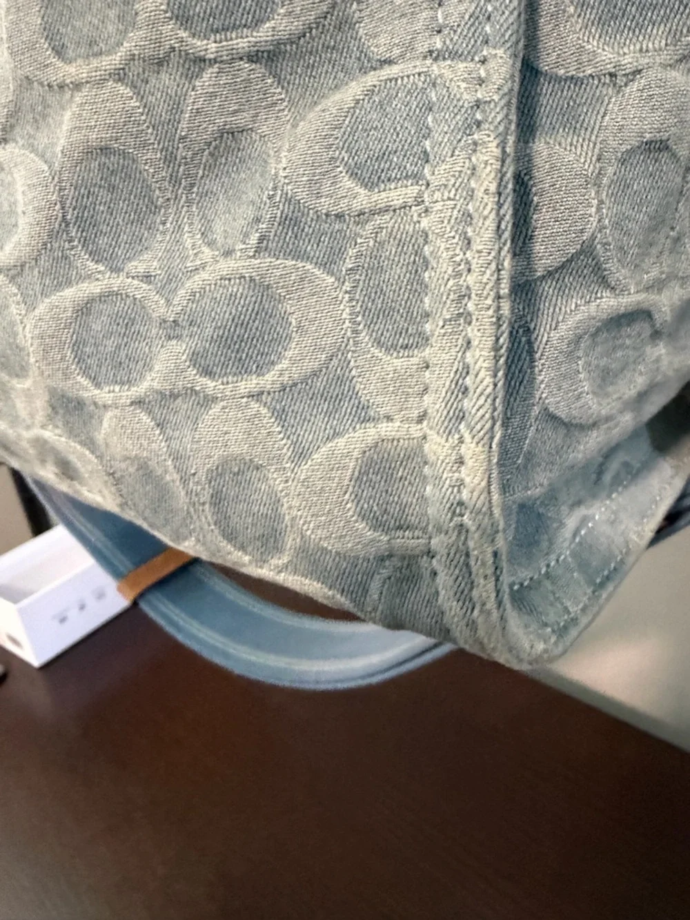 Coach Light Blue Signature Denim Tote with Detachable Strap - Picture 9 of 9